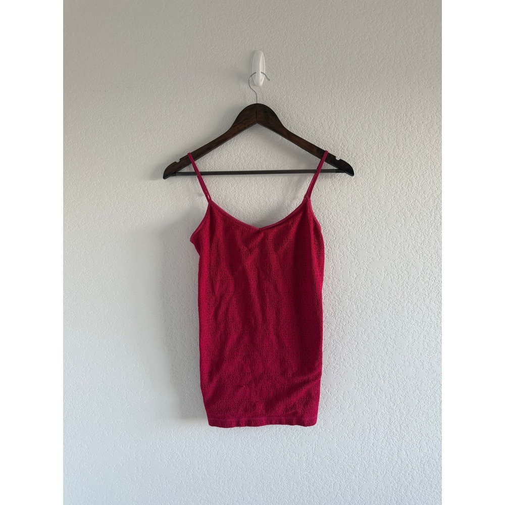 Aeropostale Y2K Boho Lace Cami Size L Pink Stretch Front Lace Overlay